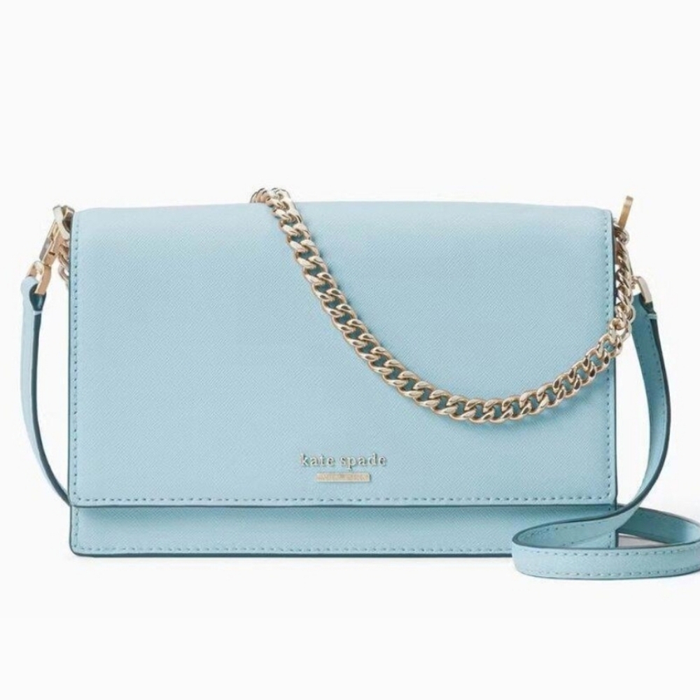 Kate Spade Sky Blue Cameron Convertible Crossbody Bag with Sliver Chain NWOT - Picture 2 of 7